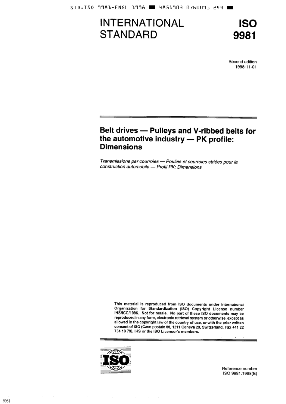 ISO_9981_1998_,_Belt_Drives_,_Pulleys.pdf_第1页