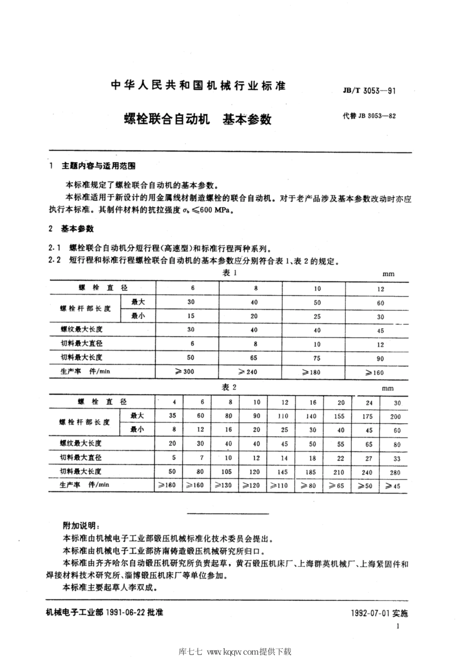 JB∕T 3053-1991 螺栓联合自动机 基本参数.pdf_第2页