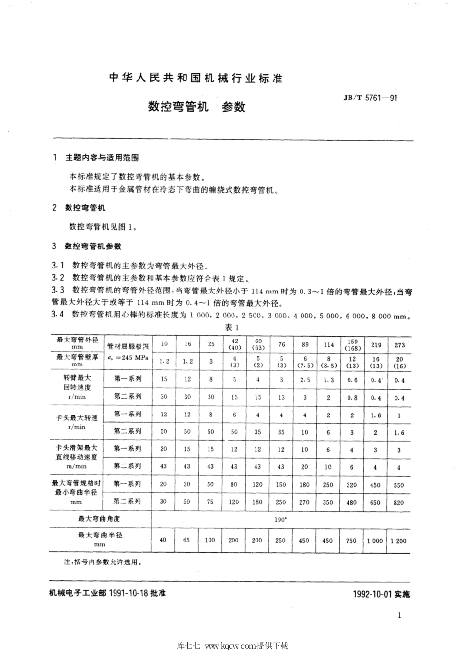 JB∕T 5761-1991 数控弯管机 参数.pdf_第2页