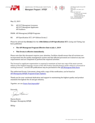 API Specification 5CT 10th Edition Errata 2 20190523(2).pdf