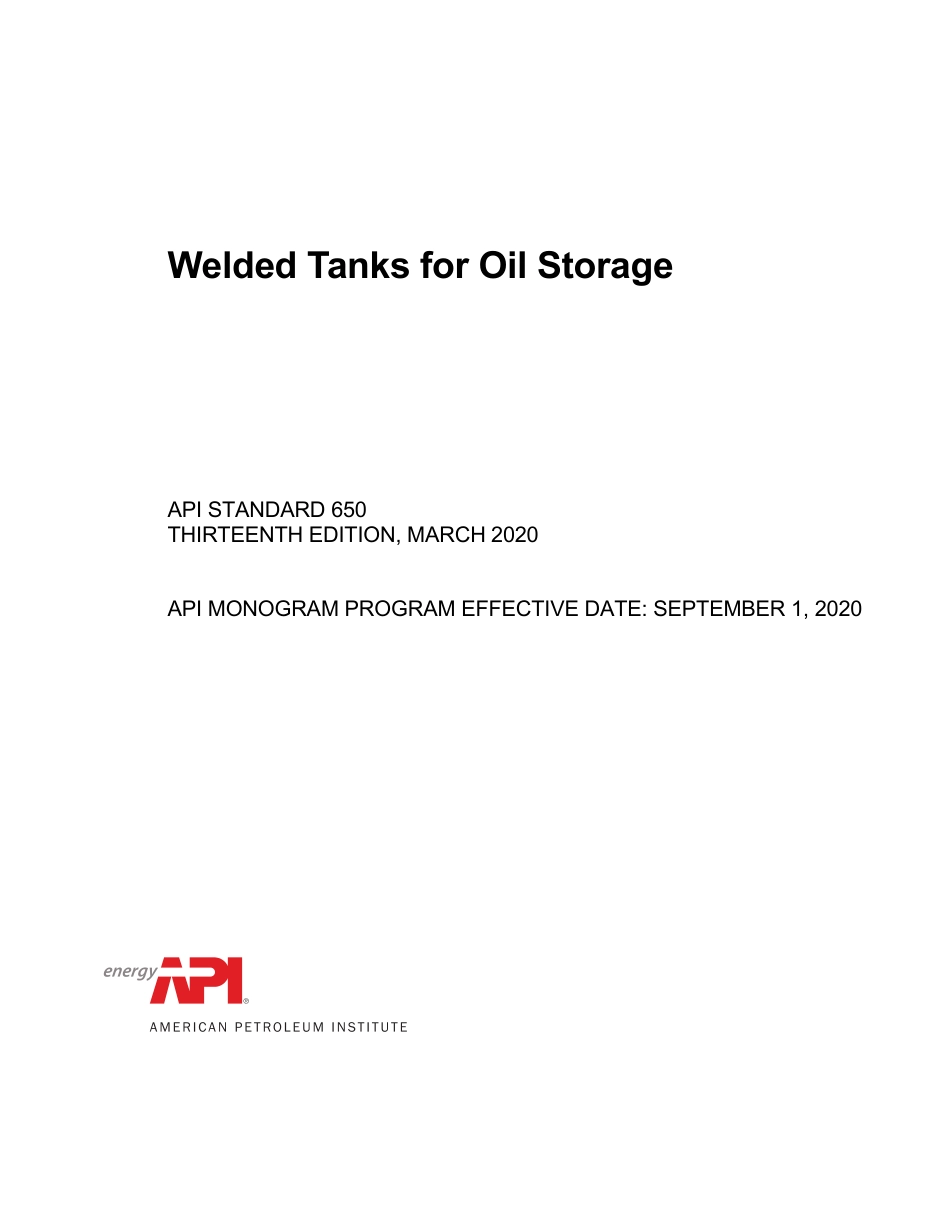 API STD 650 2020 Welded Tanks for Oil Storage.pdf_第1页