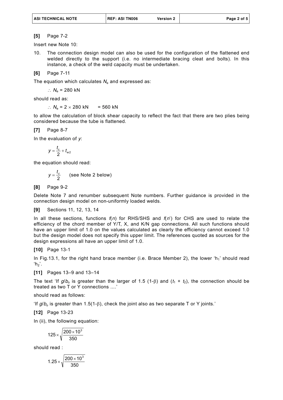 ASI TN006 2011 Update for &amp;#039;Design of Structural Steel Hollow Section Connec.pdf_第2页