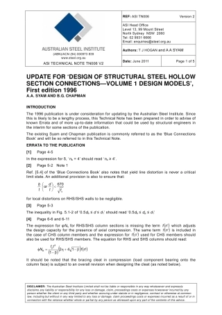 ASI TN006 2011 Update for &amp;#039;Design of Structural Steel Hollow Section Connec.pdf