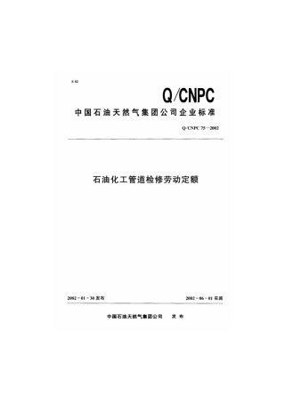 Q∕CNPC 75-2002 石油化工管道检修劳动定额.pdf