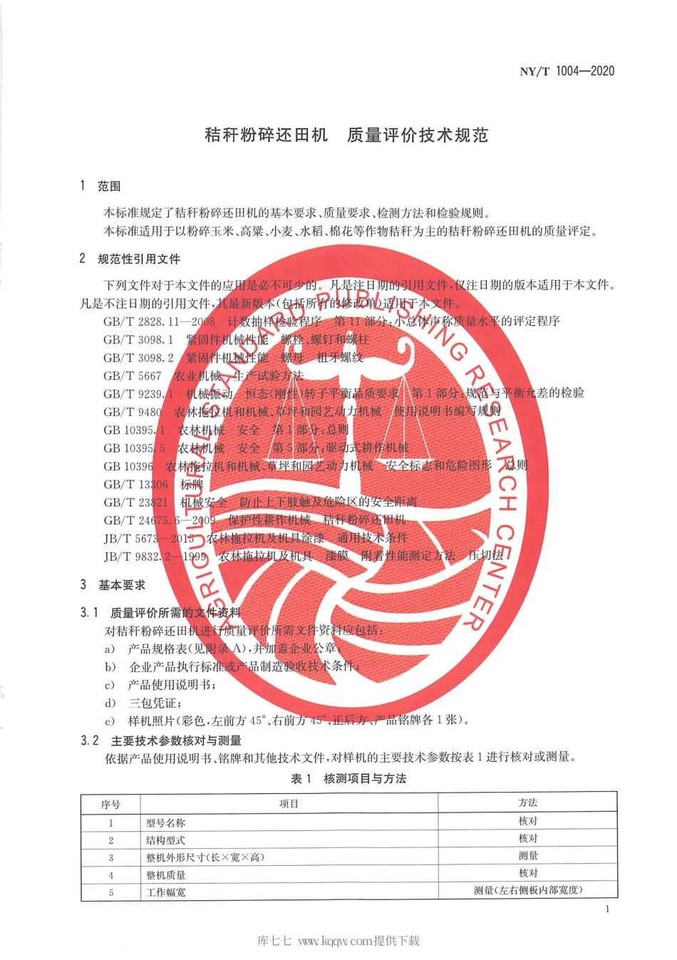 【农业行业标准】NY∕T 1004-2020 秸秆粉碎还田机 质量评价技术规范.pdf_第3页