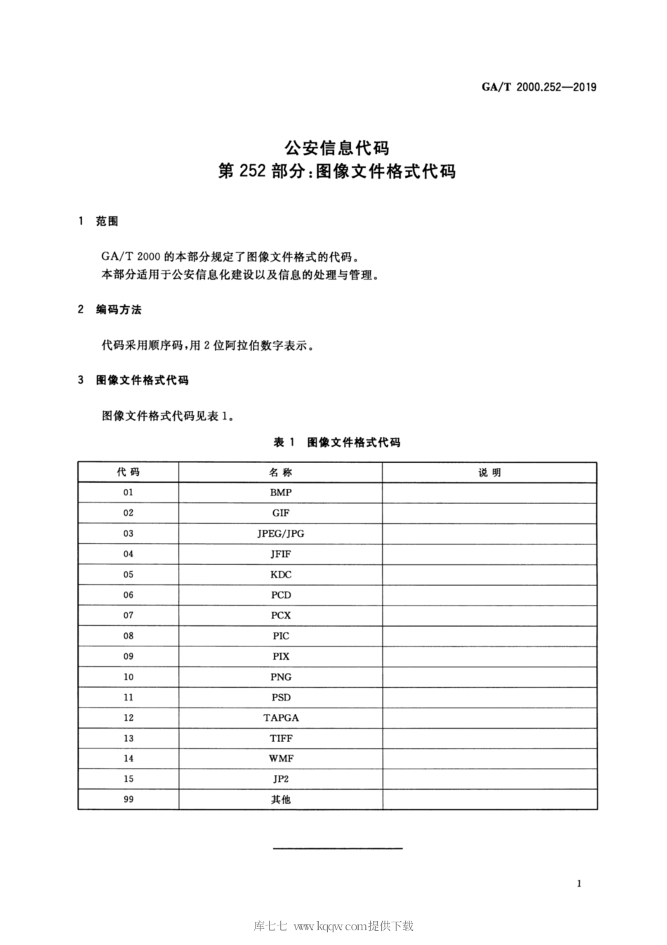 【公共安全行业标准】GA∕T 2000.252-2019 公安信息代码 第252部分：图像文件格式代码.pdf_第3页