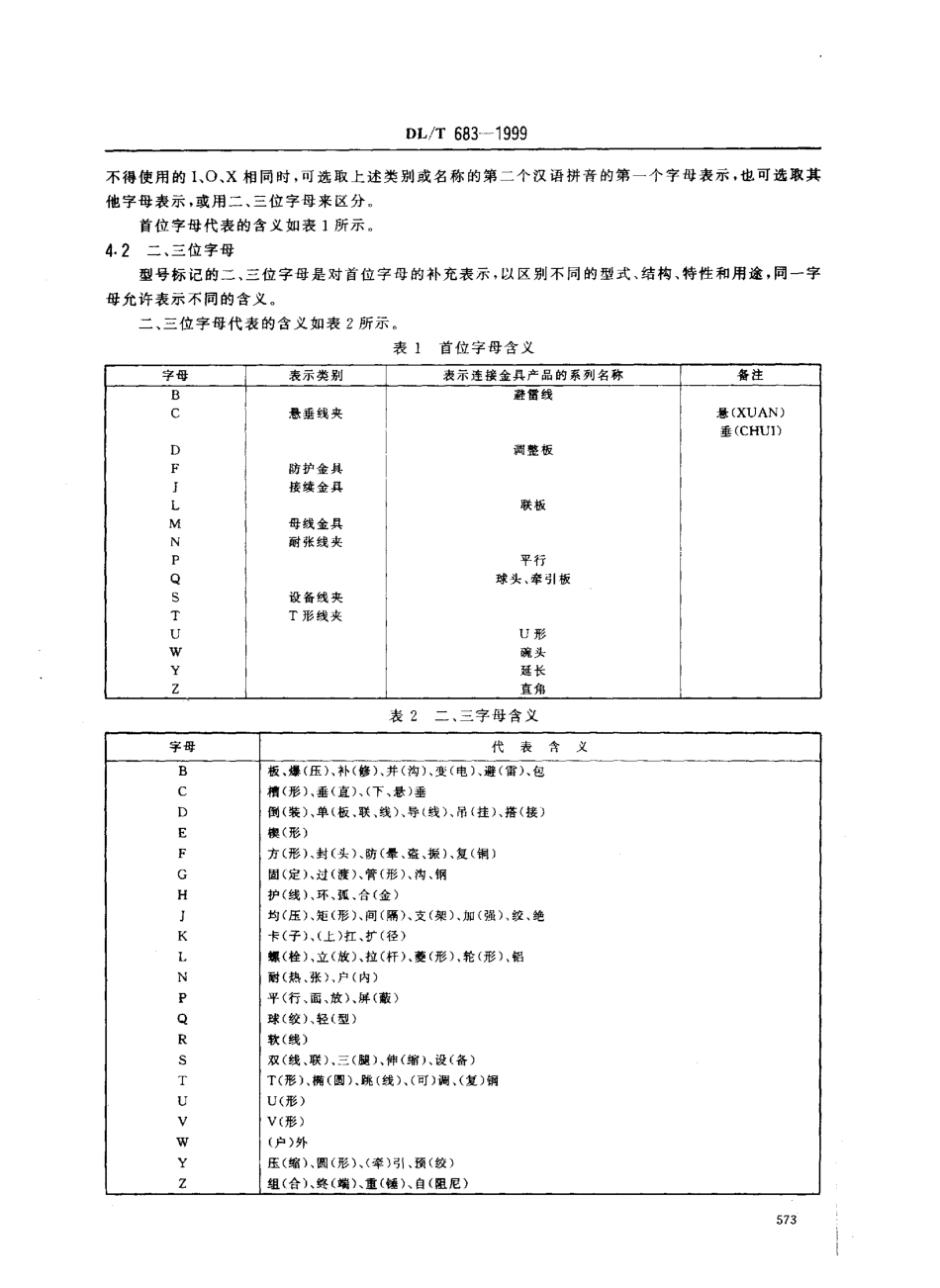 【电力行业标准】DLT 683-1999 电力金具产品型号命名方法.pdf_第3页