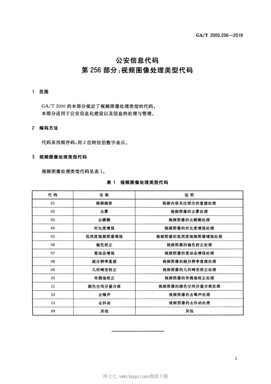 【公共安全行业标准】GA∕T 2000.256-2019 公安信息代码 第256部分：视频图像处理类型代码.pdf_第3页