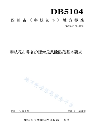 【地方标准】DB5104∕T 3-2018 攀枝花市养老护理常见风险防范基本要求.pdf