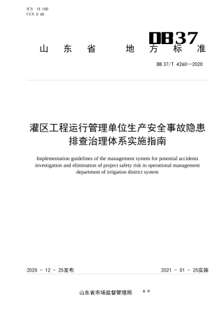 【地方标准】DB37T 4260-2020 灌区工程运行管理单位生产安全事故隐患排查治理体系实施指南.docx