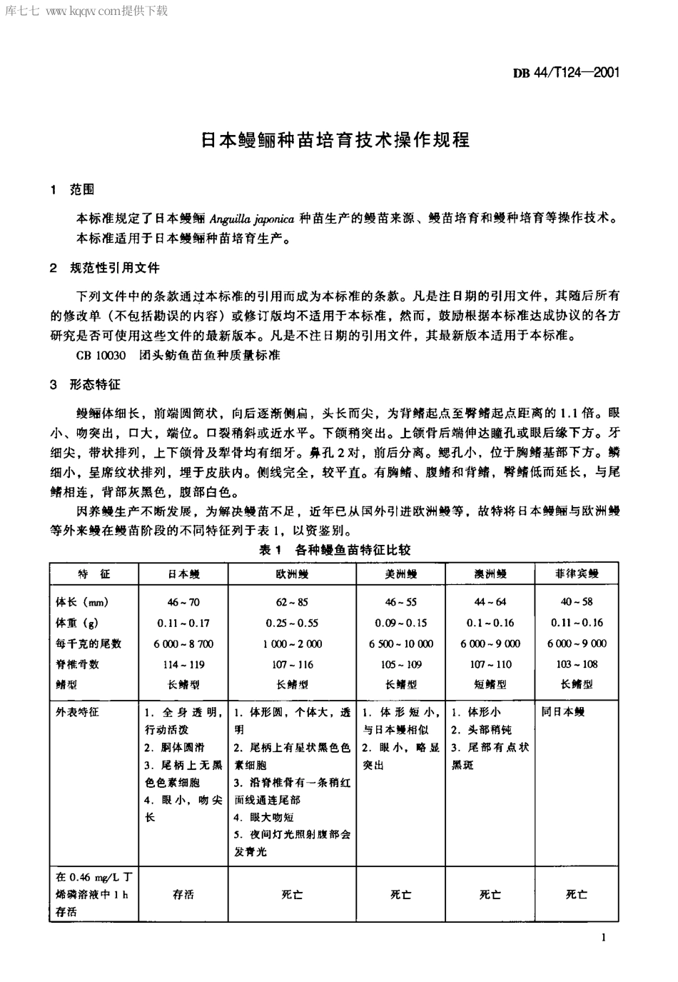 【地方标准】DB44∕T 124-2001 日本鳗鲡种苗培育技术操作规程.pdf_第3页
