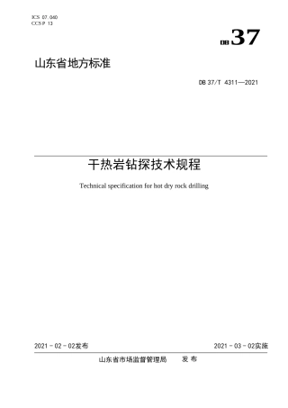 【地方标准】DB37T4311-2021干热岩钻探技术规程.doc.xls.or.doc