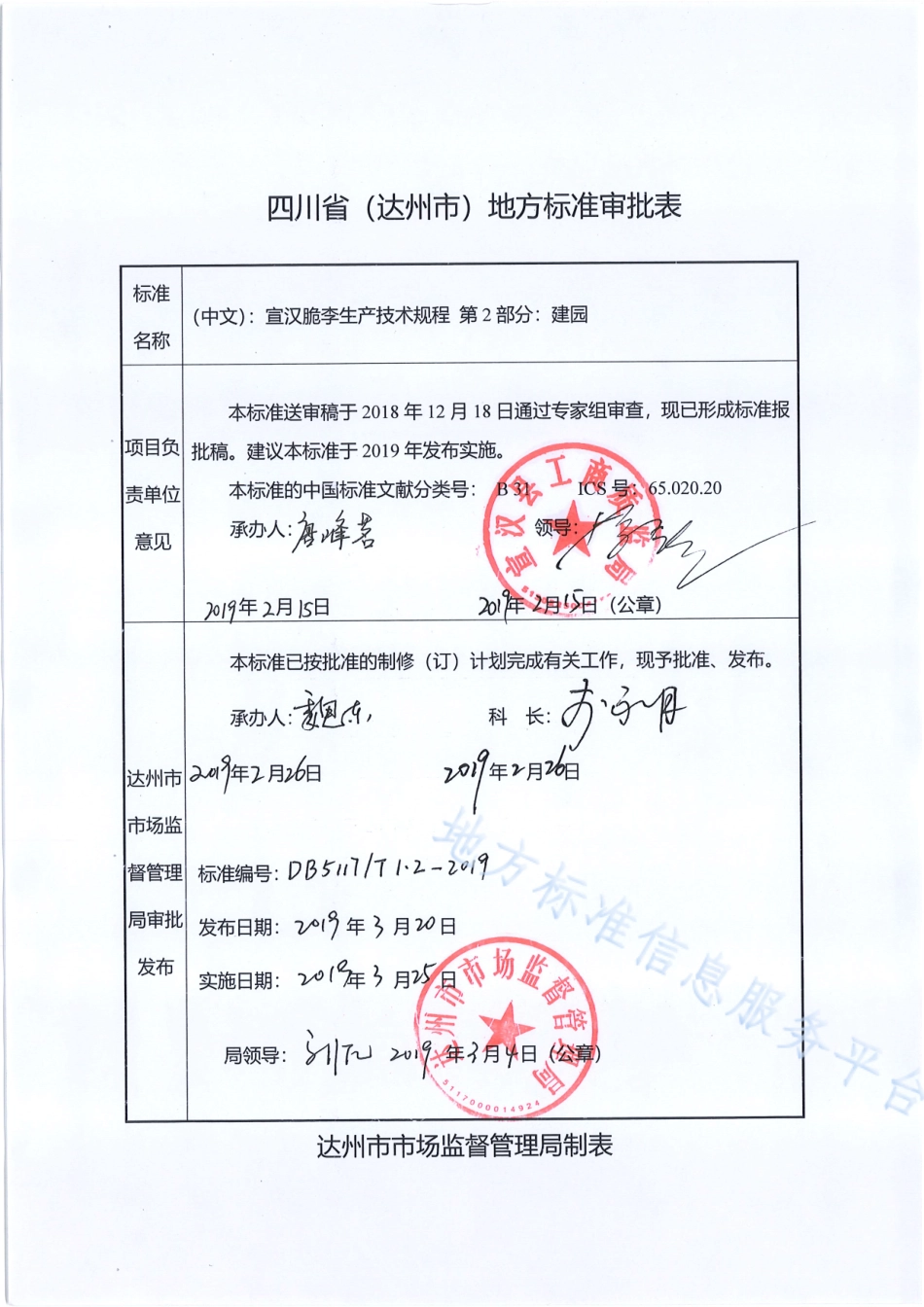 【地方标准】DB5117∕T 1.2-2019 宣汉脆李生产技术规程 第2部分 建园.pdf_第1页