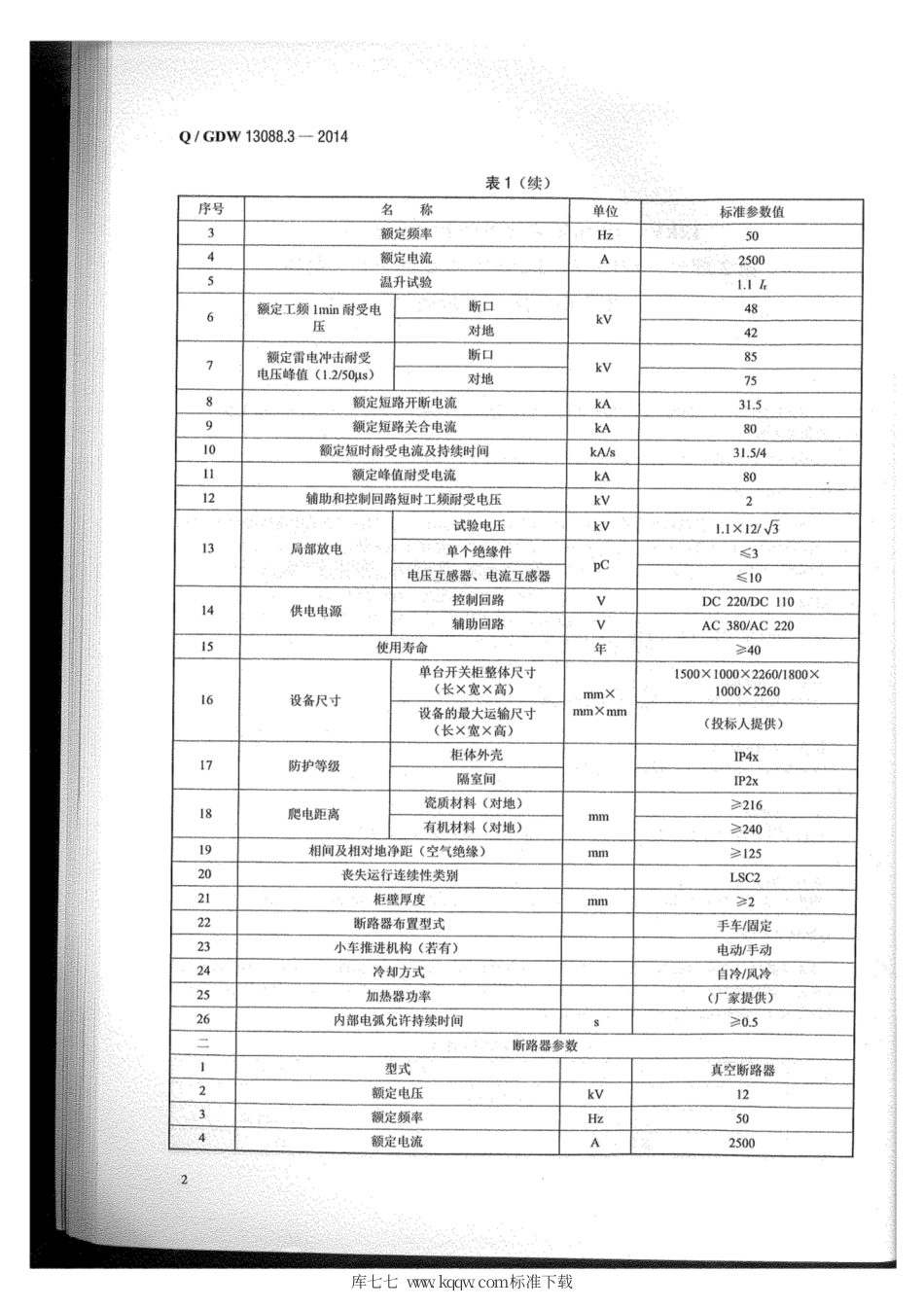 Q∕GDW 13088.3-2014 开关柜2500A-31.5kA.pdf_第3页