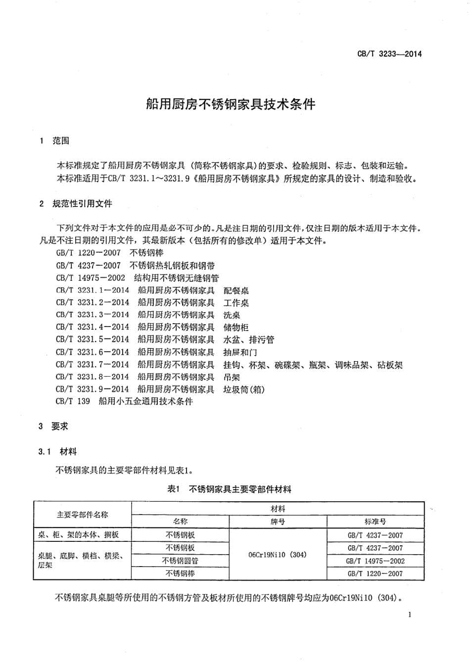 CBT 3233-2014 船用厨房不锈钢家具 技术条件.pdf_第3页