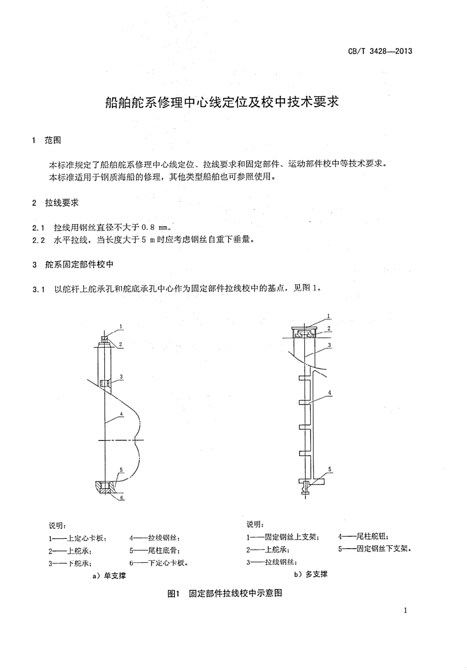 CBT 3428-2013 船舶舵系修理中心线定位及校中技术要求.pdf_第3页