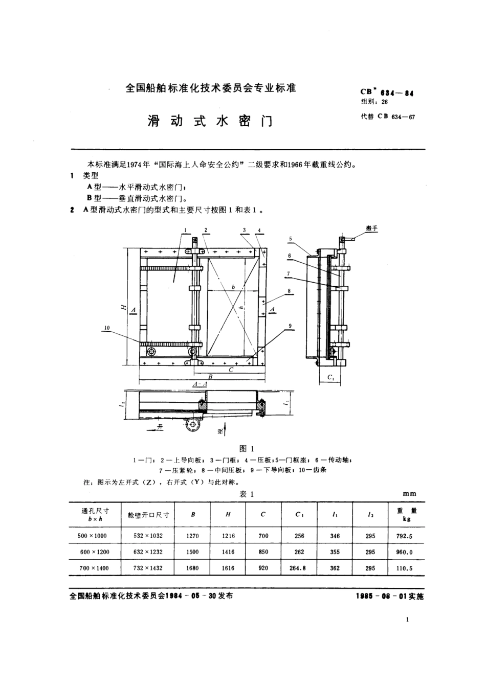 CB 634-1984 滑动式水密门.pdf_第2页