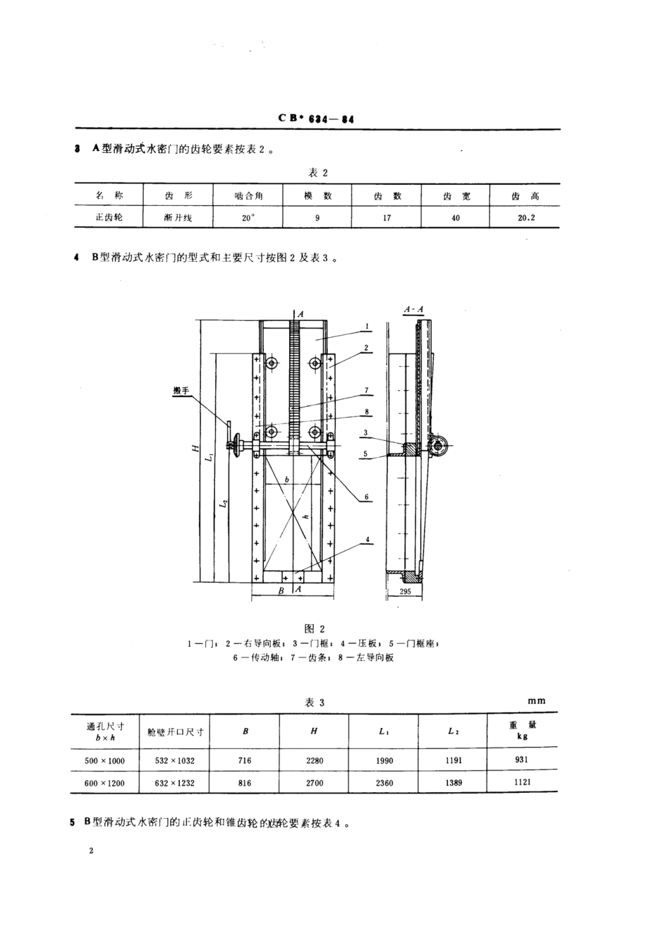CB 634-1984 滑动式水密门.pdf_第3页