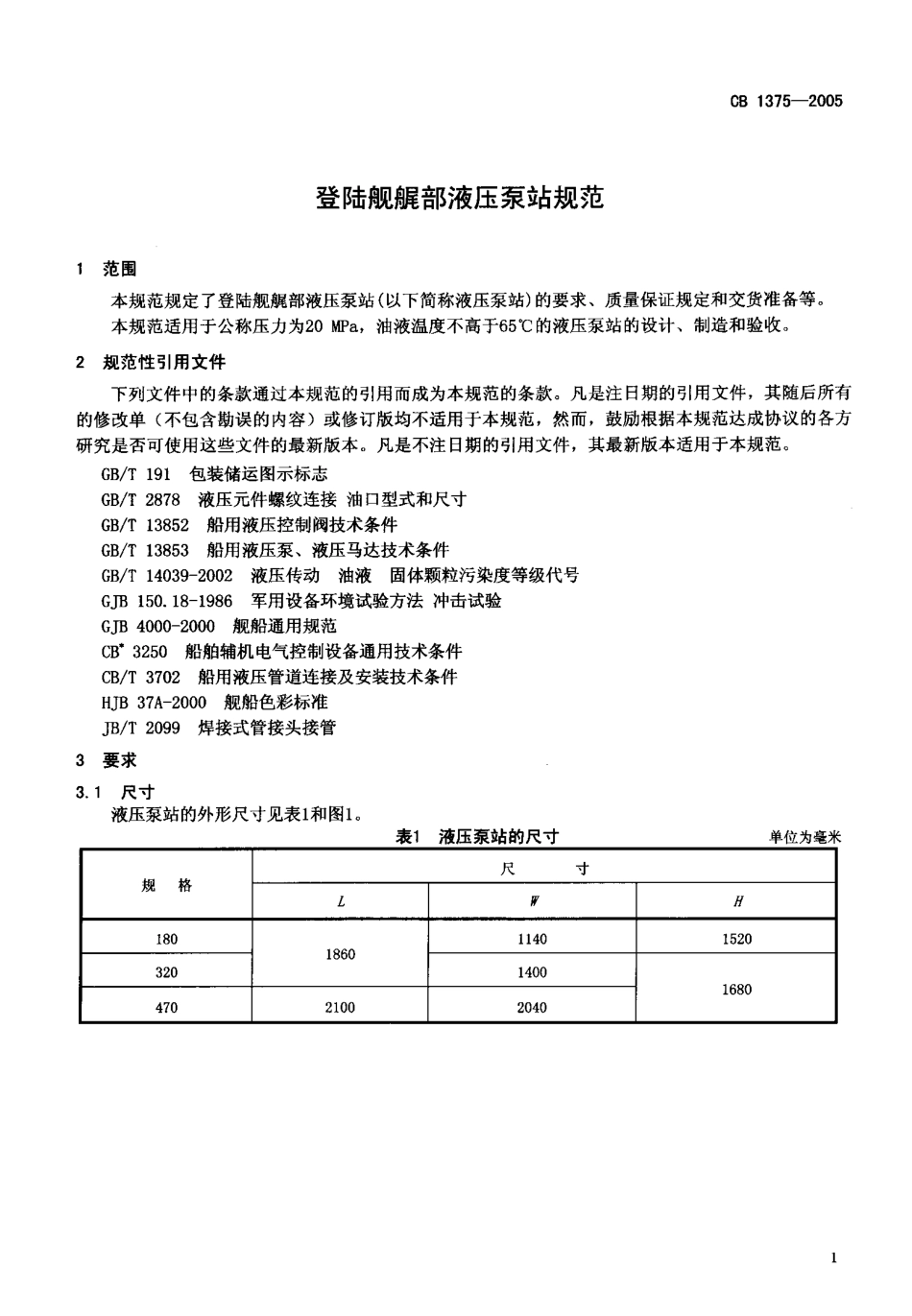 CB 1375-2005 登陆舰艉部液压泵站规范.pdf_第3页
