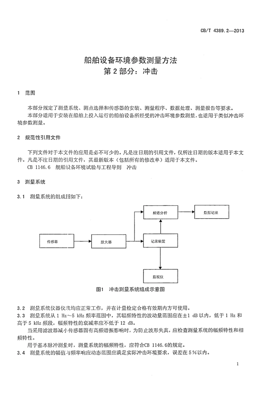 CBT 4389.2-2013 船舶设备环境参数测量方法 第2部分：冲击.pdf_第3页