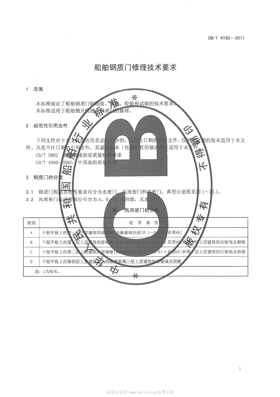 CBT 4162-2011 船舶钢质门修理技术要求.pdf_第3页