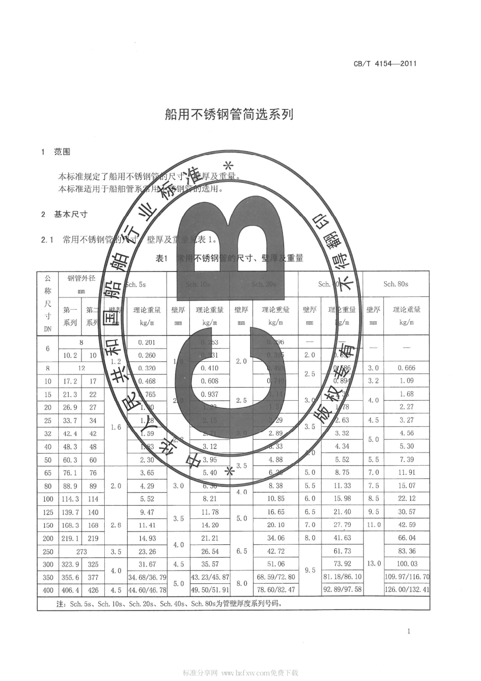 CBT 4154-2011 船用不锈钢管简选系列.pdf_第3页