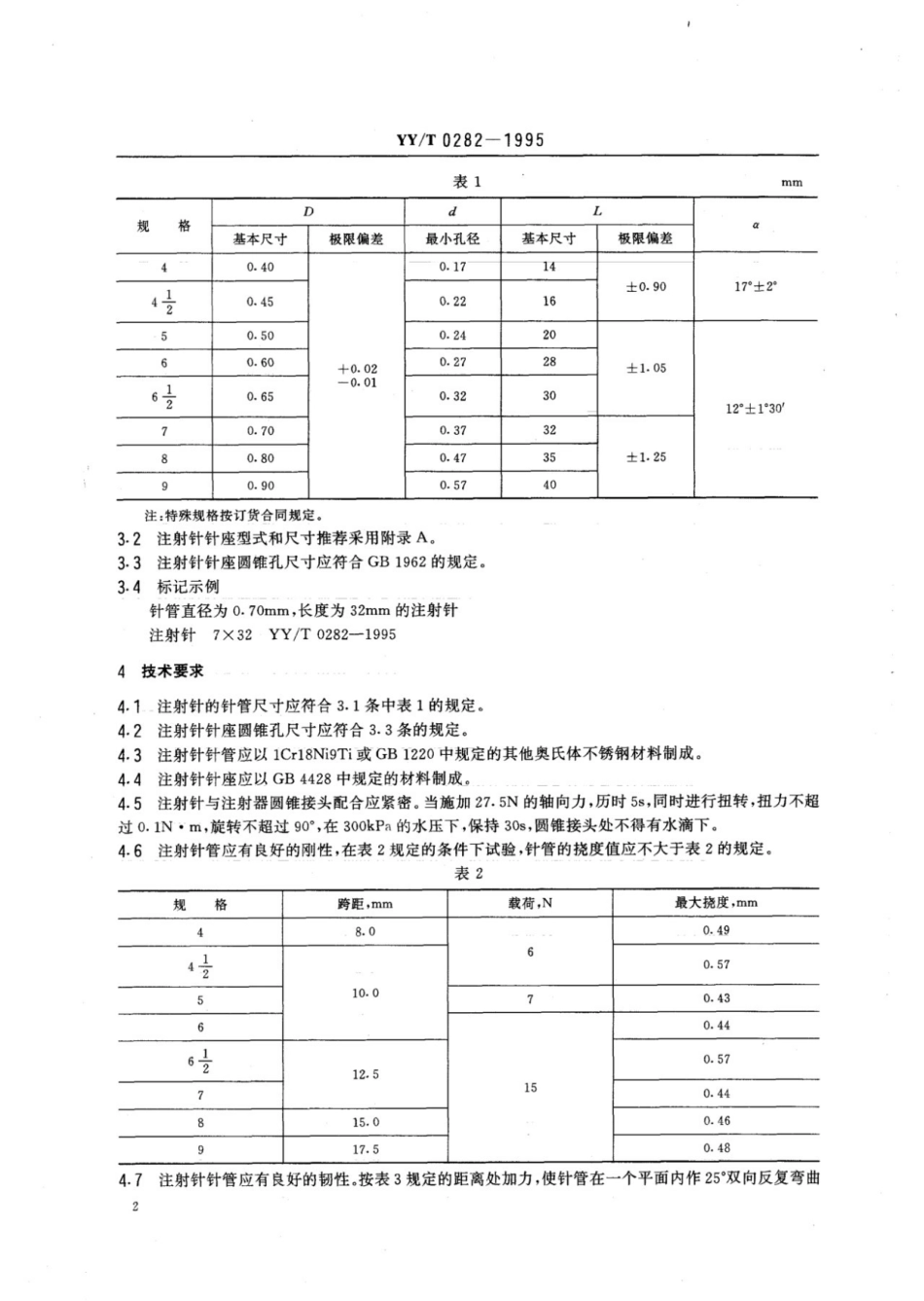 【医药行业标准】YY∕T 0282-1995 注射针.pdf_第3页