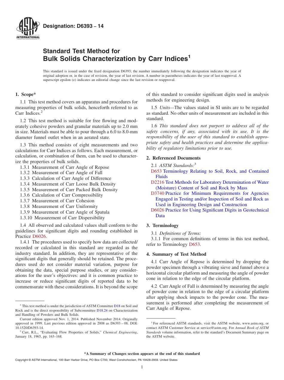 (正版)ASTM D6393_14_Standard_Test_Method_for.pdf_第1页