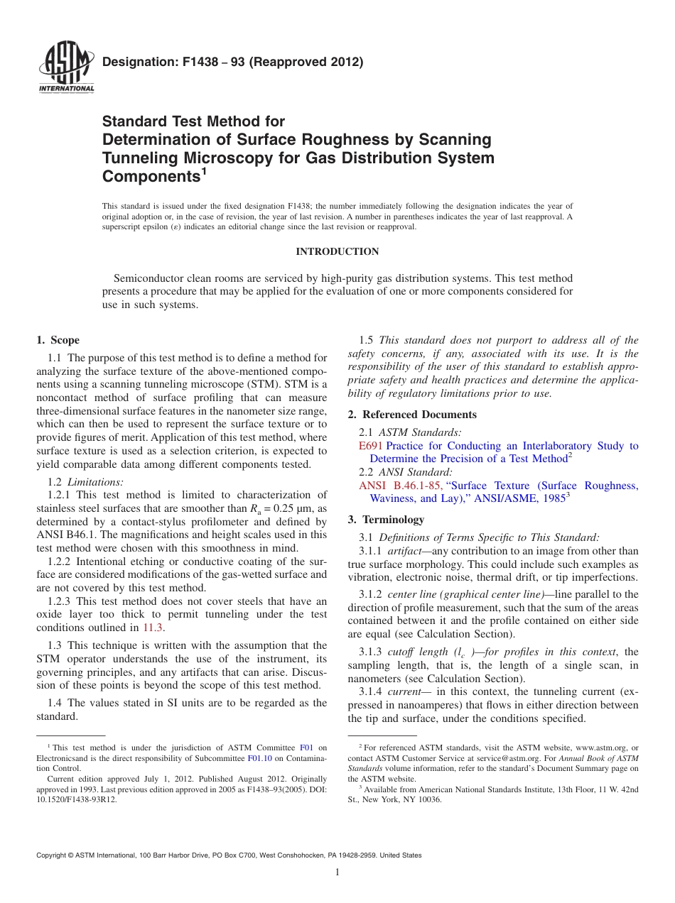 (正版)ASTM F1438_932012_Standard_Test_Method.pdf_第1页