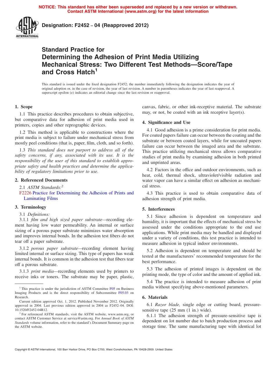 (正版)ASTM F2452-04(2012) WITHDRAWN 2020.pdf_第1页