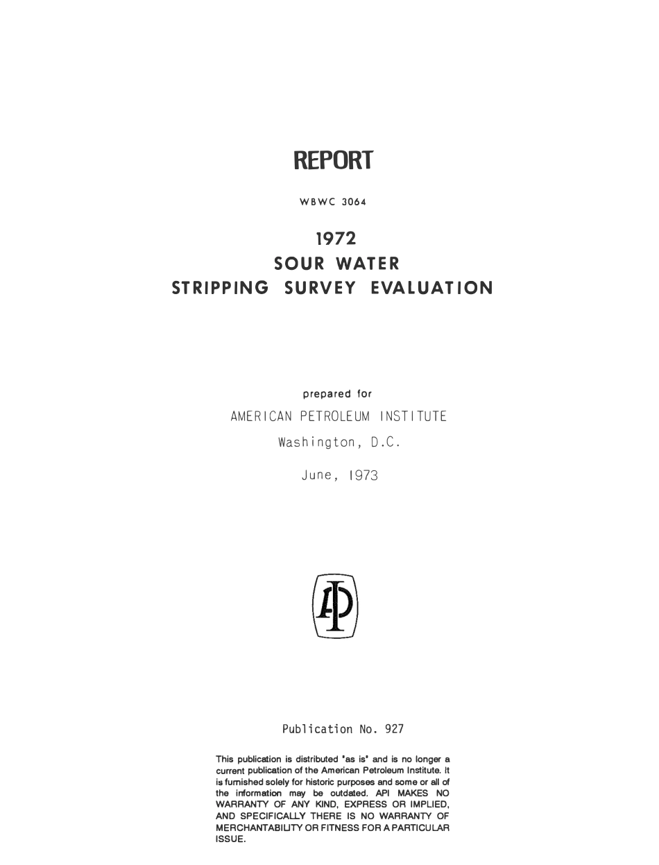 API_PUBL_927_1973_1972_Sour_Water_Stripping_Survey_Evaluation.pdf_第1页