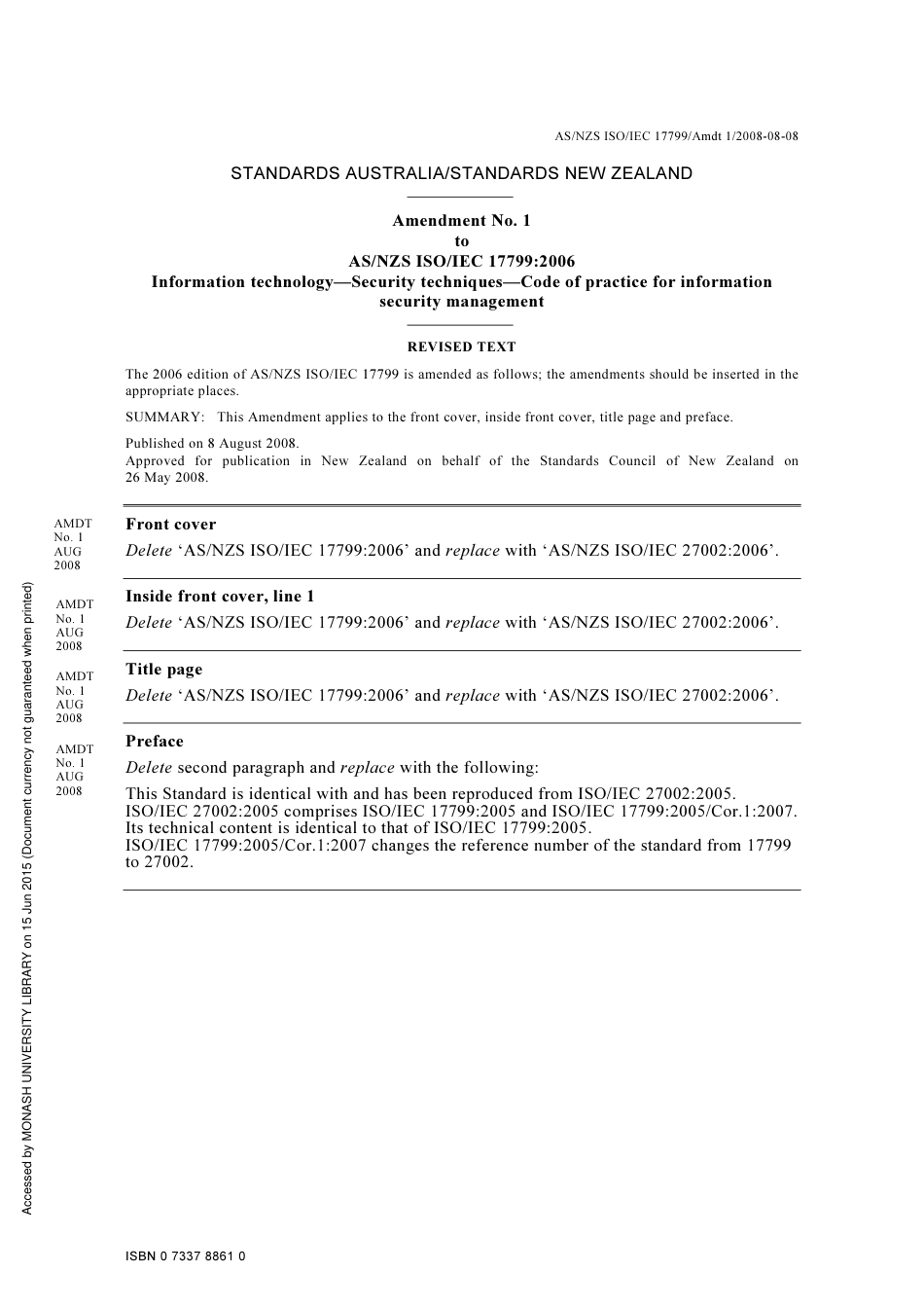 AS NZS ISO IEC 17799-2006 amd1-2008.pdf_第1页