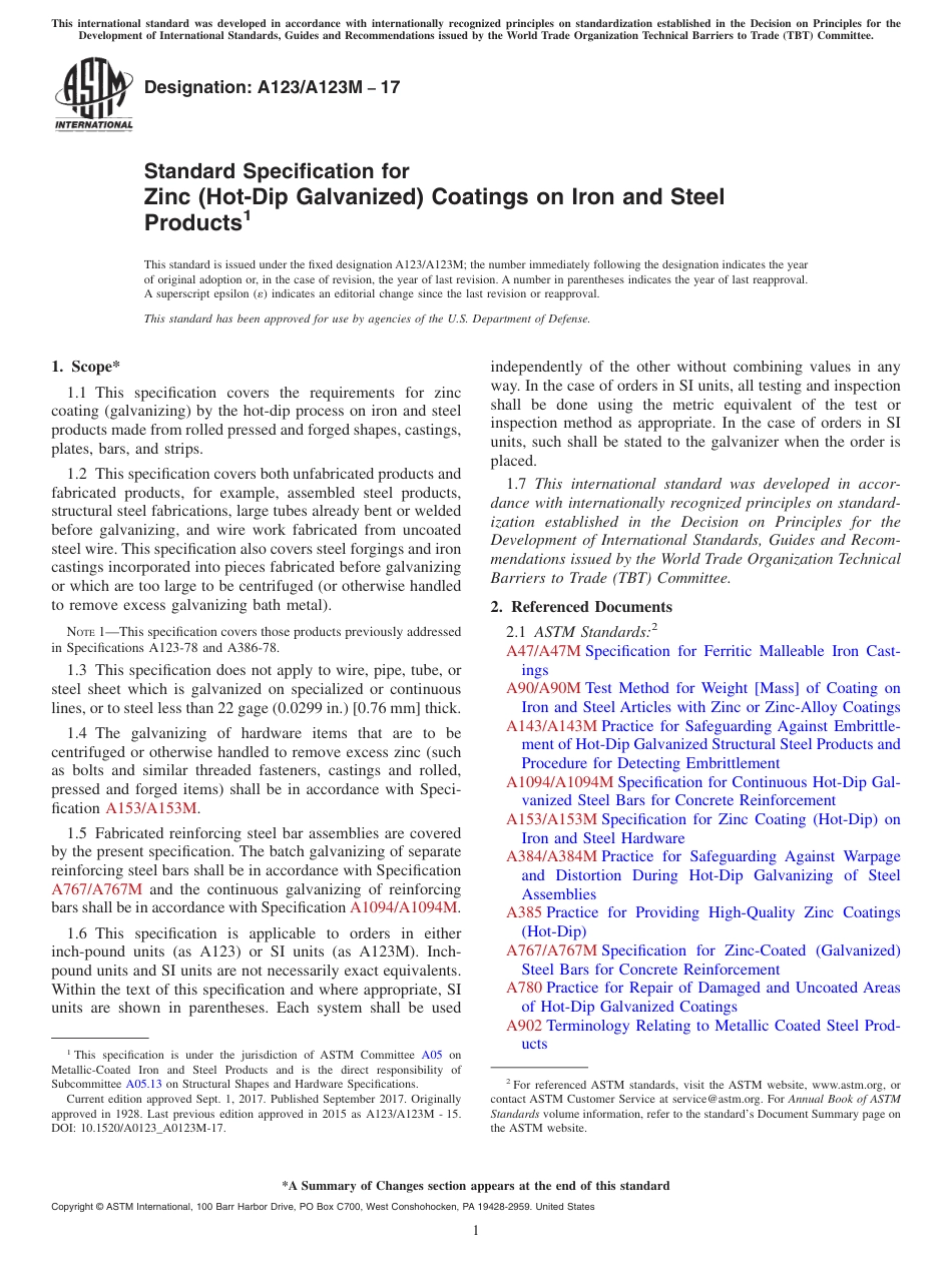 ASTM A123 - A 123M - 17.pdf_第1页