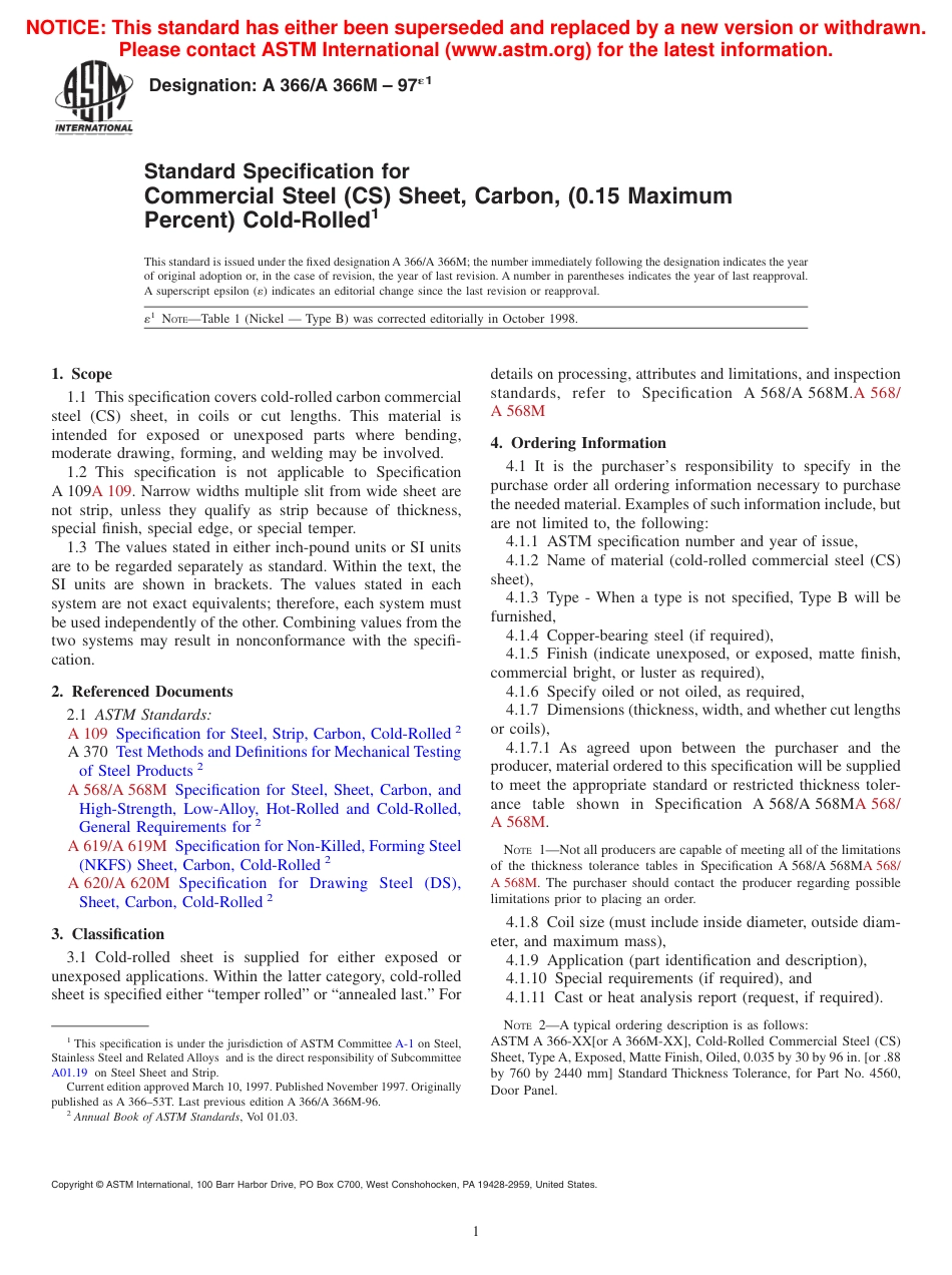 ASTM A366 - A 366M - 97e1.pdf_第1页