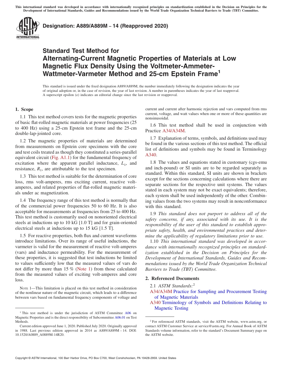 ASTM A889 - A 889M - 14 (2020).pdf_第1页