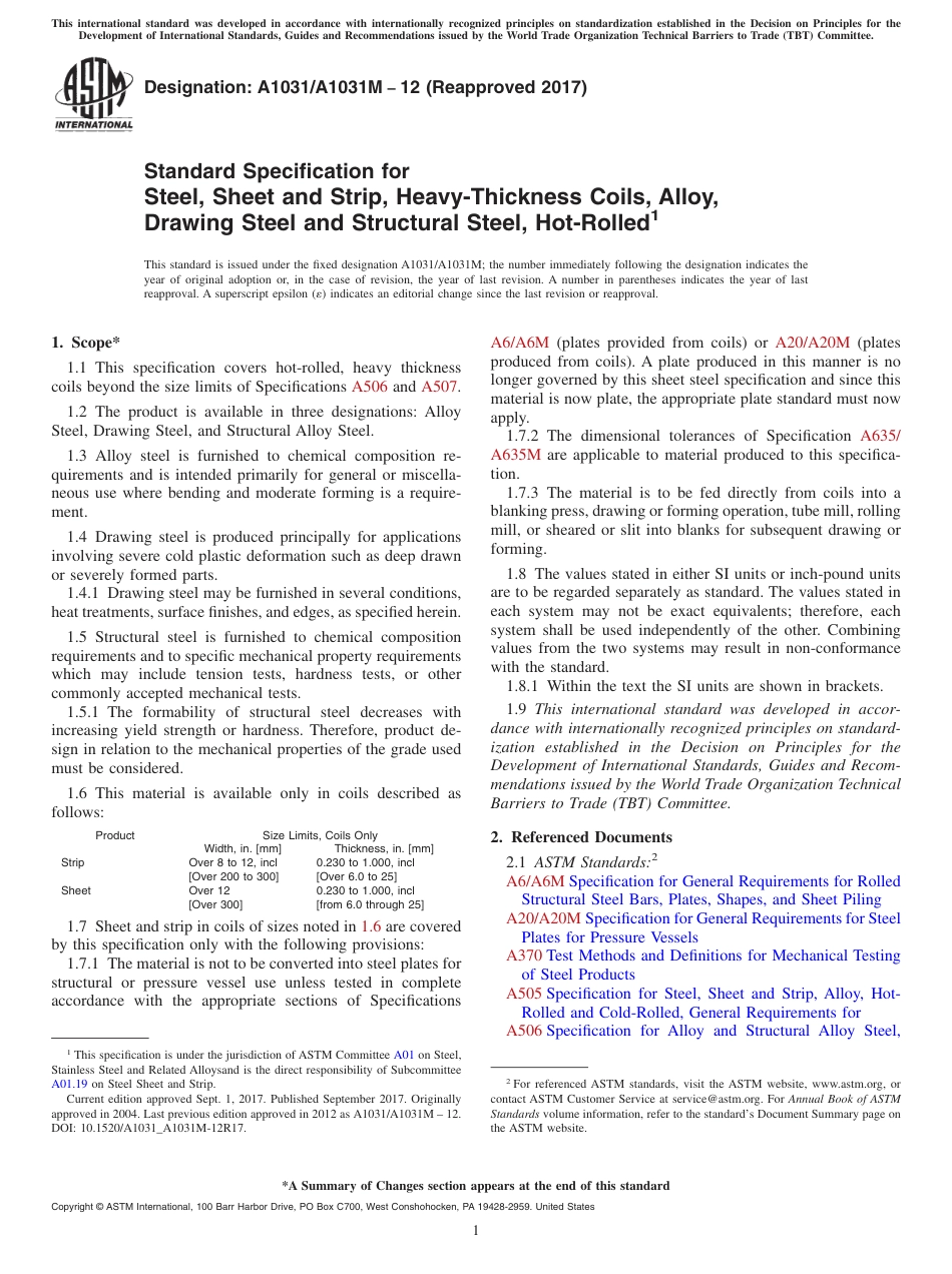 ASTM A1031 - A 1031 - 12 (2017).pdf_第1页