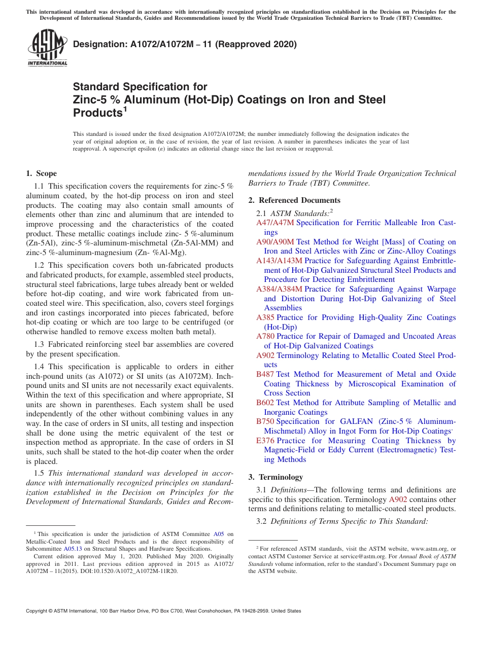ASTM A1072 - A 1072M - 11 (2020).pdf_第1页