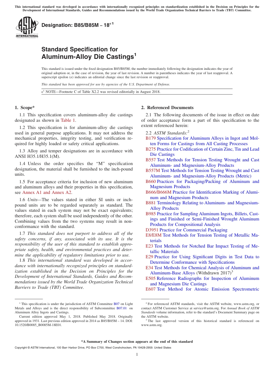 ASTM B85 - B 85M - 18e1.pdf_第1页