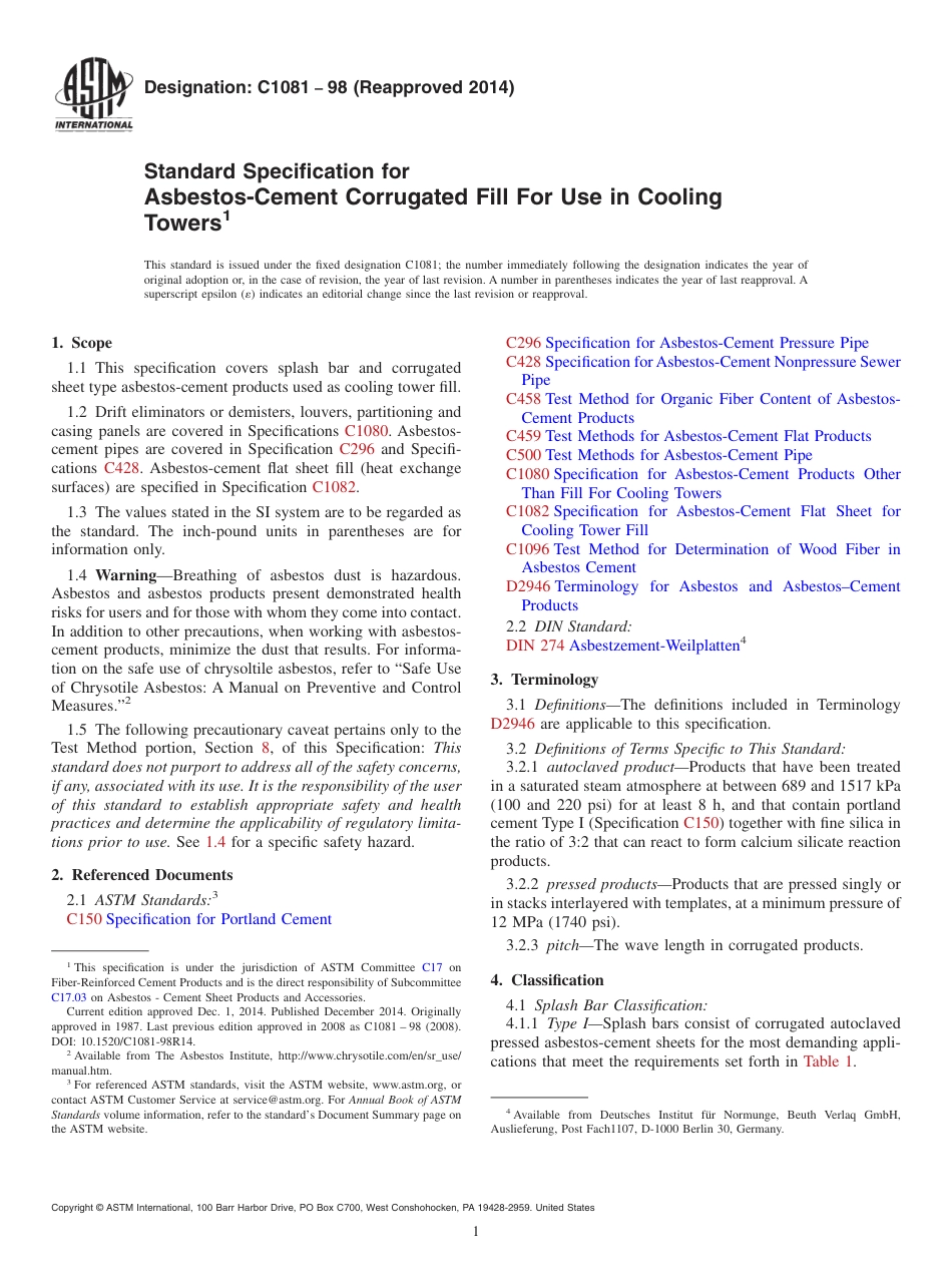 ASTM C1081 - 98 (2014).pdf_第1页