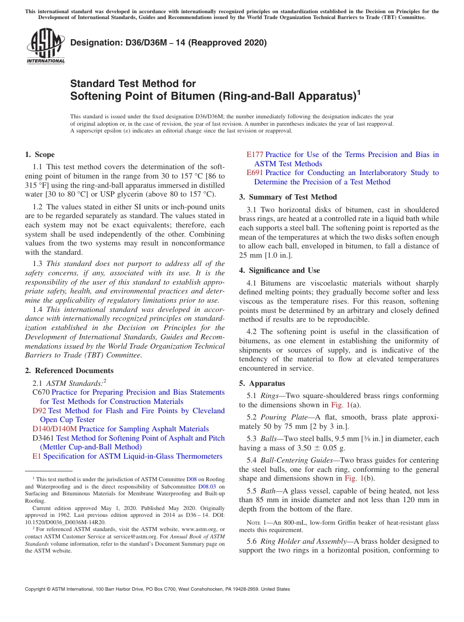 ASTM D36 - D 36M - 14 (2020).pdf_第1页