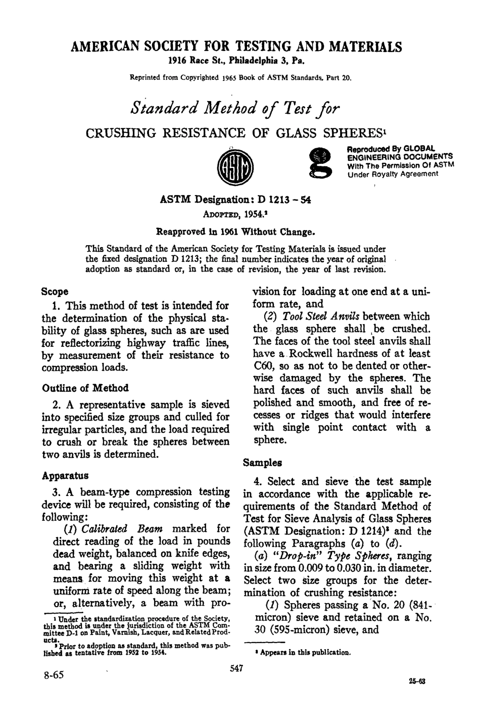 ASTM D1213 - 54 (1961) scan.pdf_第1页