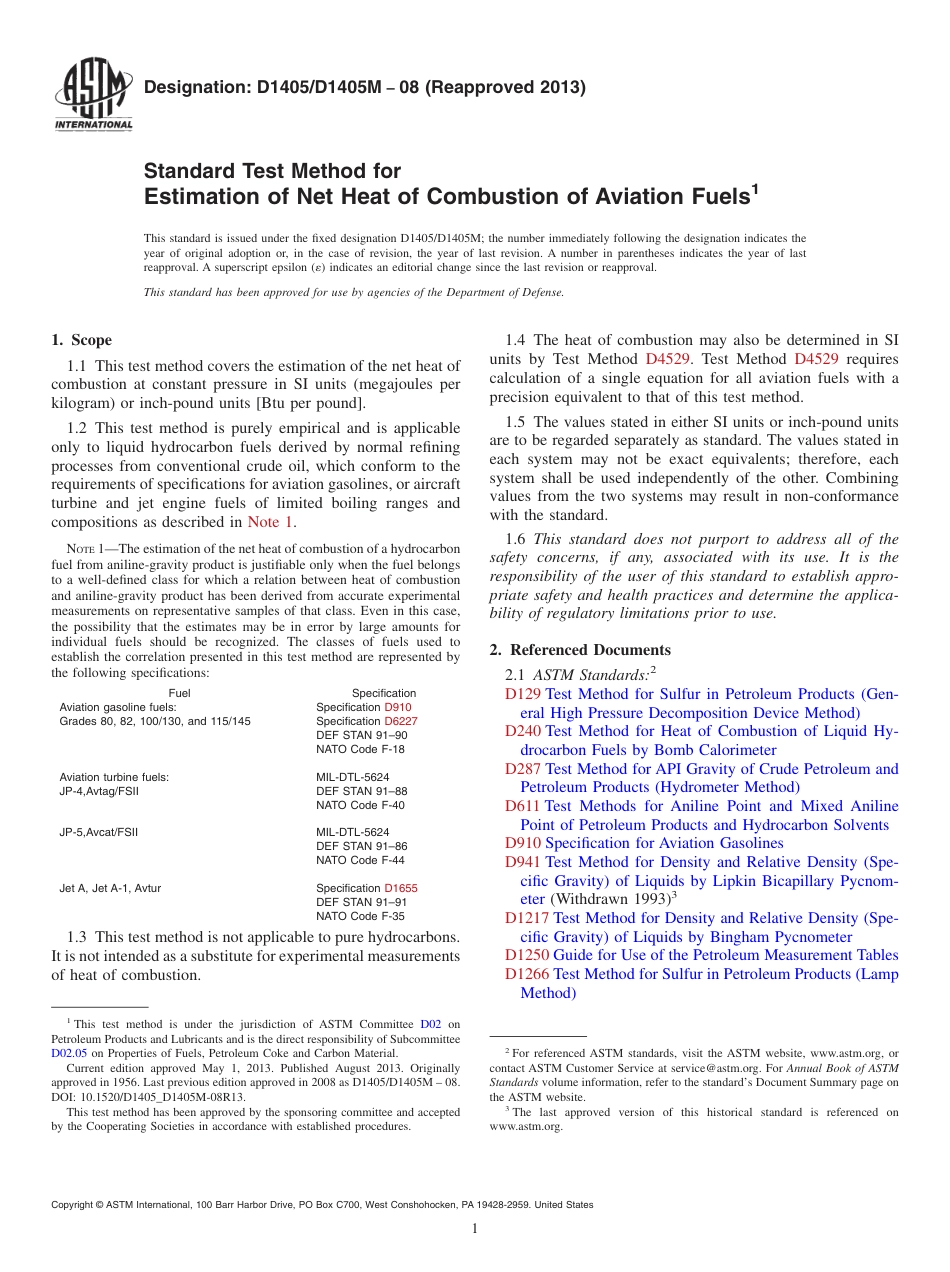 ASTM D1405 - D 1405M - 08 (2013).pdf_第1页