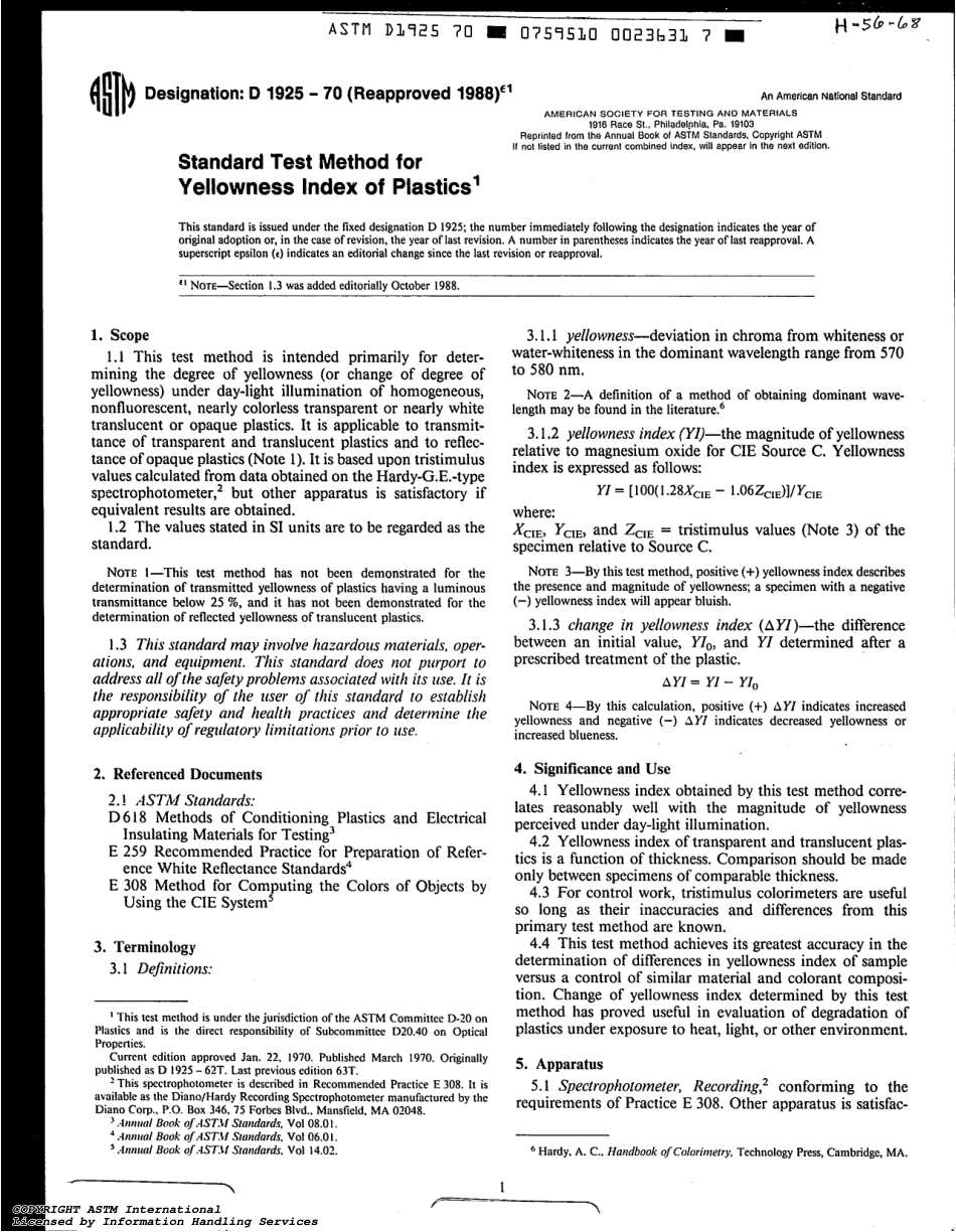 ASTM D1925 - 70 (1988)e1 scan.pdf_第1页