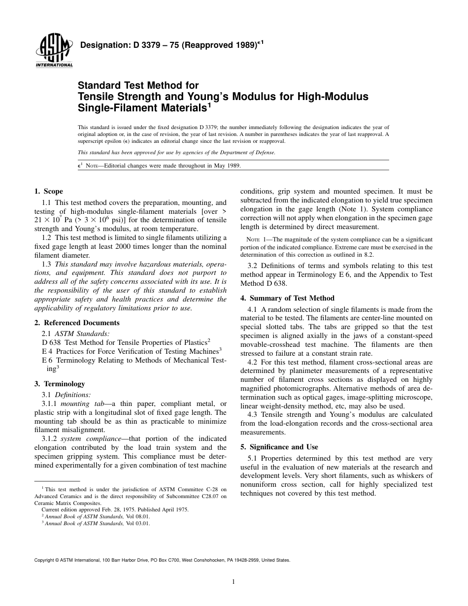 ASTM D3379 - 75 (1989)e1.pdf_第1页