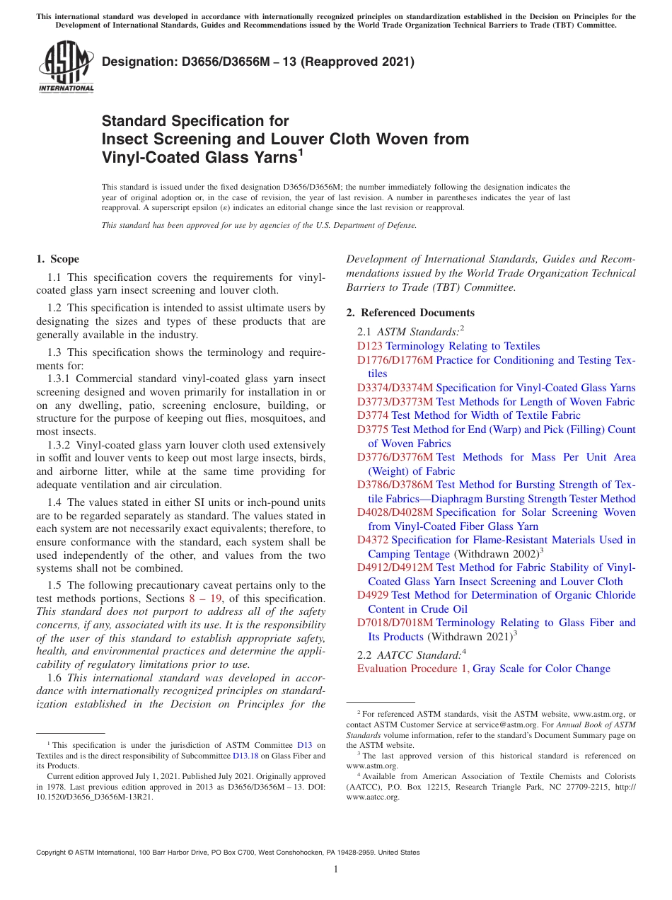 ASTM D3656 - D 3656M - 13 (2021).pdf_第1页