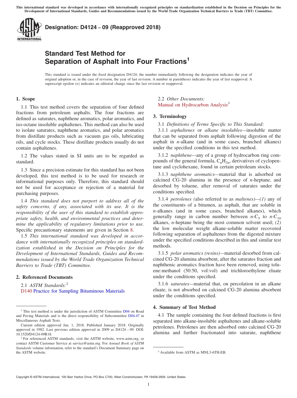 ASTM D4124 - 09 (2018).pdf_第1页