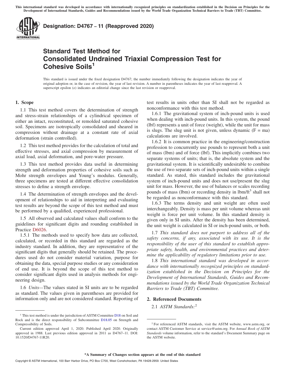 ASTM D4767 - 11 (2020).pdf_第1页