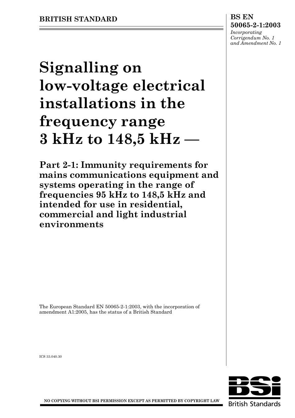 BS EN 50065-2-1-2003 (2006).pdf_第1页