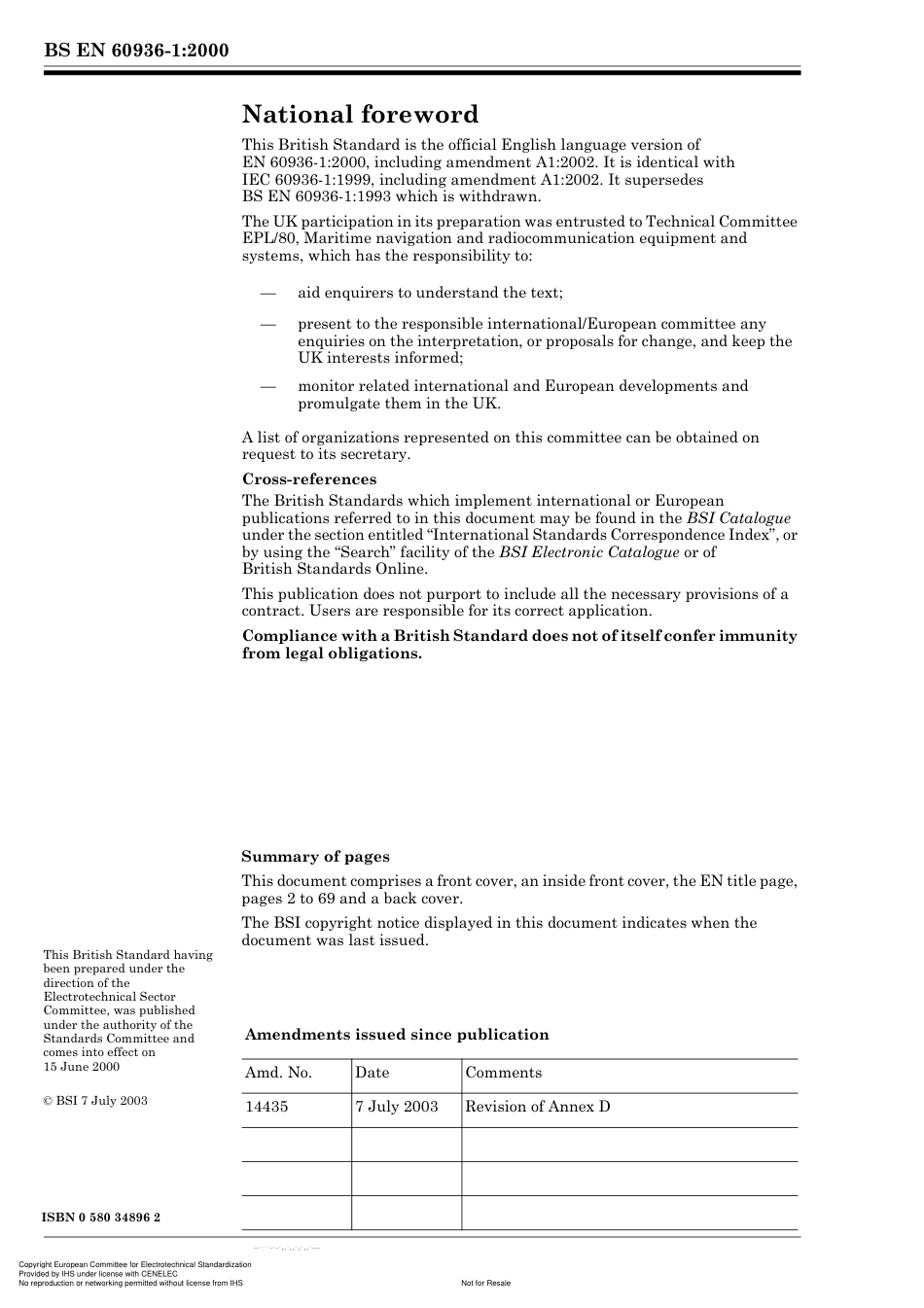 BS EN 60936-1-2000 (2003) IEC 60936-1-1999.pdf_第2页