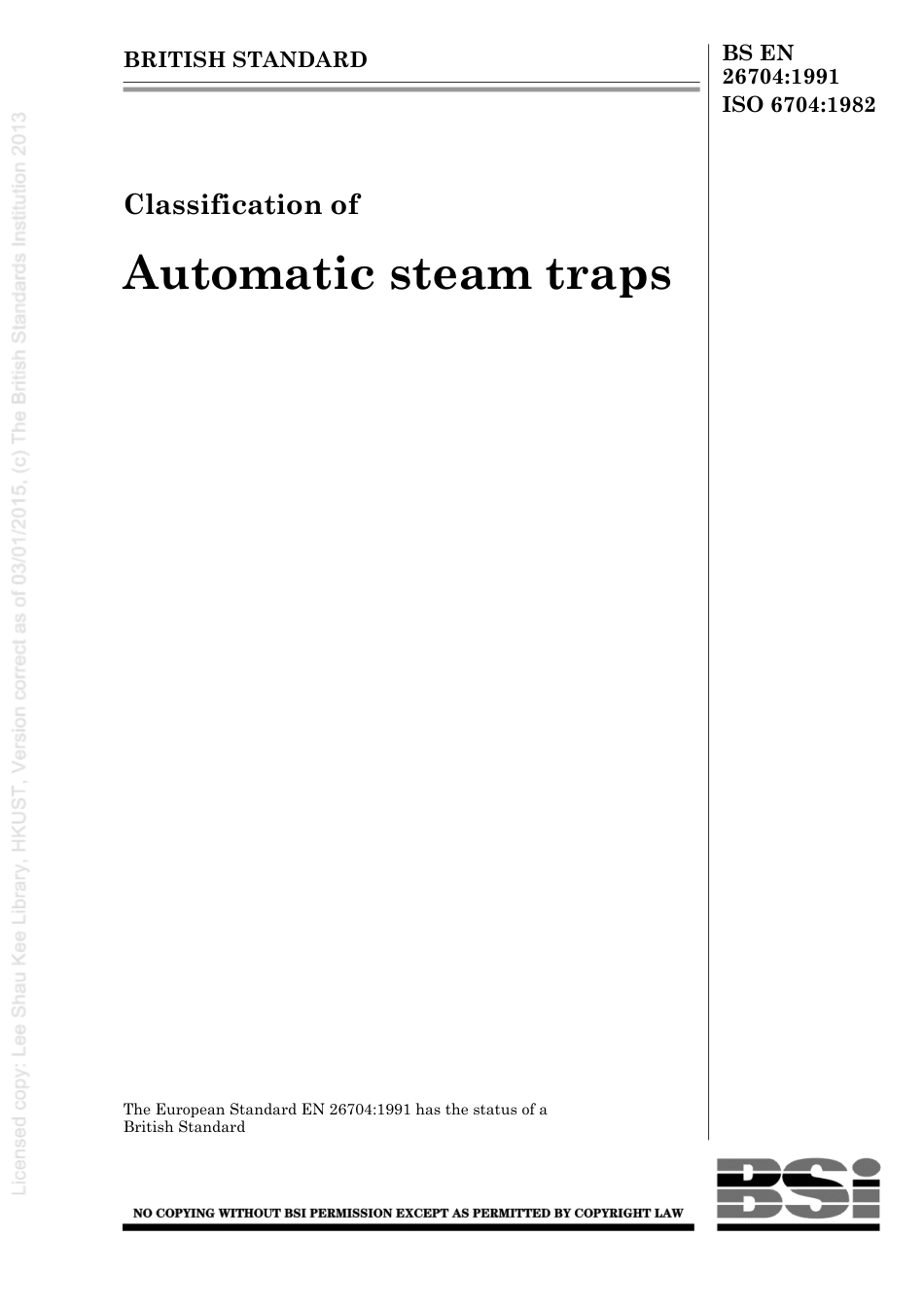 BS EN 26704-1991 (1999) ISO 6704-1982.pdf_第1页